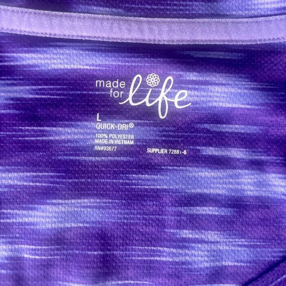 MADE FOR LIFE - WOMEN QUICK-DRI PURPLE SHIRT - SIZE L - Picture 3 of 4